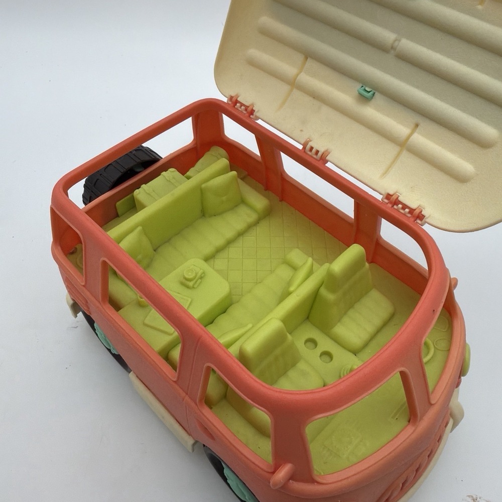 B. Toys VW Beach Van Surfboard Camper Bus 11" Peach Mint Green Plastic Toy